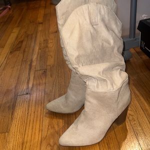 Beige suede boots